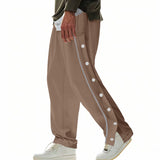 Herren nan weite Trackpants mit seitlicher Druckknopfleiste, elastischem Bund und reflektierendem Streamline-Streifen Drune – Braun