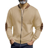 Herren sportliche Bomberjacke mit modernen Lederakzenten Aliams – Khaki
