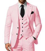 Herren Anzug | dreiteiliges Set mit Jacke Weste und Hose – Rosa