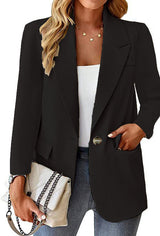 Damen nan taillierter Blazer mit Ein-Knopf-Verschluss Reverskragen und Pattentaschen Drune – Schwarz