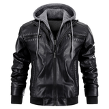 Herren Premium Bikerjacke | Mit Kapuze – Schwarz