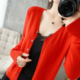 Damen Strickjacke mit V-Ausschnitt | Lässig – Rot