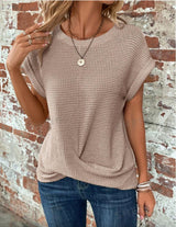 Daisy | Waffelmuster Rundhals Top – Beige