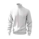 Herren nan feiner Zopfmuster-Rollkragenpullover mit schmaler Passform, geripptem Kragen und elastischen Bündchen Drune – Weiß