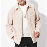 Herren kuschelige Fleecejacke mit praktischem Taschen-Design Aliams – Elfenbein