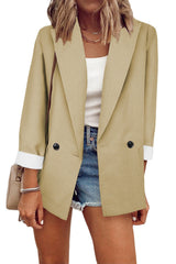 Damen nan legerer Oversize Blazer mit dreiviertelärmeln und kontrastmanschetten Drune – Apricot
