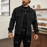 Herren nan CPO-inspiriertes Overshirt-Jacke mit aufgesetzten Brusttaschen und Reißverschluss Drune – Schwarz