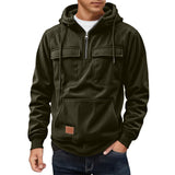 Herren Fleece-Hoodie mit praktischen Taschen Aliams – Olivgrün