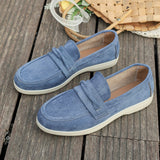 Damen nan elegante Wildlederoptik-Loafer mit gepolstertem Komfortfußbett Drune – Blau