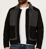 Herren Outdoor-Jacke mit Teddyfellkragen und funktionalen Taschen Aliams – Schwarz