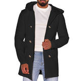 Herren modische Parkajacke mit praktischen Taschen und Kapuze Aliams – Schwarz
