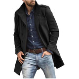 Herren eleganter Trenchcoat mit doppelter Knopfleiste und praktischem Innenfutter Aliams – Schwarz