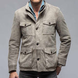 Herren lässige Wildlederjacke mit praktischen Pattentaschen Aliams – Grau