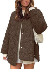 Anneliese | Gesteppe Übergangsjacke – Kaffeebraun