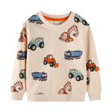 Unisex Sweatshirt mit bunten Baustellenfahrzeugen Drune – Pink