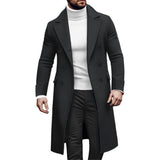 Herren eleganter Langmantel mit seitlichen Eingrifftaschen Aliams – Schwarz