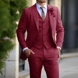 Herren Moderne Hochzeitsgast Anzug | Dreiteiliges – Rot