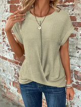 Daisy | Waffelmuster Rundhals Top – Hellgrün
