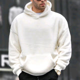 Herren Oversized Kuschelpullover mit Kapuze Aliams – Weiß