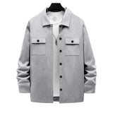 Herren nan Overshirt-Jacke mit Brustklappen, lockerer Passform und durchgehender Knopfleiste Drune – Hellgrau