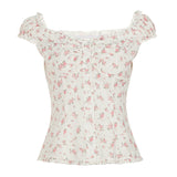 Damen Blusenshirt mit floralem Design und Rüschendetails Drune – Weiß