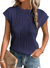 Locker sitzendes Tee mit Rundhalsausschnitt für Frauen - weich und stilvoll – Marineblau