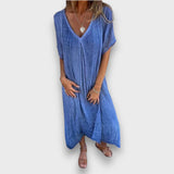 Tirelle – Luftiges Kleid mit V-Ausschnitt – Blau
