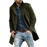 Herren eleganter Trenchcoat mit doppelter Knopfleiste und praktischem Innenfutter Aliams – Grün