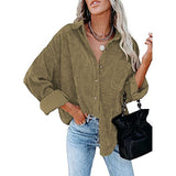 Damen nan oversized Cordhemd mit Brusttasche, Hemdkragen und aufgerollten Ärmeln Drune – Hellbraun