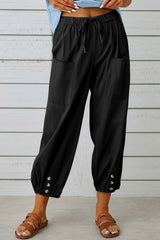Tracy - Modische Haremshose mit Knopfdetail für einen trendigen Look – Schwarz