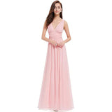 Damen Kleid Maxi | V-Ausschnitt und fließender Saumabschluss – Rosa