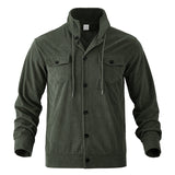 Herren cordjacke mit hochgeschlossenem Kragen und praktischen Pattentaschen Aliams – Waldgrün