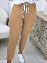 Damen nan taillierte Freizeithose mit Kordelzug und Umschlagbündchen Drune – Khaki