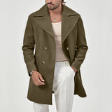 Herren eleganter Doppeltknopf-Mantel Aliams – Olivgrün