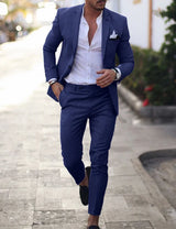 Herren Sommer 2-Teiliger Hochzeitsgast Anzug | Blazer und Hose – Blau 3