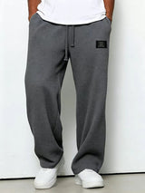 Herren nan lässige Waffelstrick Loungehose mit Kordelzug und geradem Schnitt Drune – Dunkelgrau