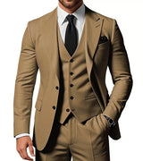 Herren Slim Fit 3-Dreiteiler Satz | Hochzeitsgast Anzug – Braun
