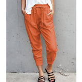 Damen nan lässige tapered Leinenhose mit elastischem Bund und Bündchen Drune – Orange