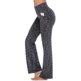 Damen nan ausgestellte Highwaist Yogahose mit seitlicher Handytasche und formendem Komfortbund Drune – Ionen-Grau