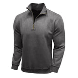 Herren pflegeleichter Fleece-Pullover mit Stehkragen Aliams – Grau
