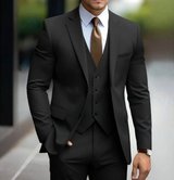 Eleganter Slim Fit Hochzeitsgastanzug für Herren | Jacke, Weste und Hose – Schwarz