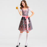 Damen nan traditionelles Kurzdirndl mit Spitzenärmeln, Schnürung und floraler Schürze Drune – Nur kundenspezifische Bestellungen ab 200 Stück