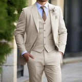 Herren Moderne Hochzeitsgast Anzug | Dreiteiliges – Beige