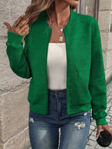 Minimalistische Damen Übergangsjacke – Bomberjacke mit Reißverschluss – Grün