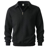 Martin | Polo Quarter Zip aus elegantem Strick – Schwarz