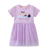 Mädchen Kleid mit floralem Stickdesign und Tüllrock Drune – Zitronengelb