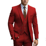 Eleganter Dunkelgrüner 3-teiliger Herrenanzug | Einreihig – Rot