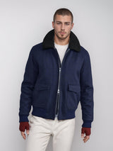Herren modische bomberjacke mit Teddyfellkragen Aliams – Dunkelblau