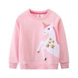 Mädchen Sweatshirt mit glitzerndem Einhornmotiv Drune – Türkis