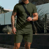Kilian Polo mit Reißverschluss und Shorts Set – Armeegrün